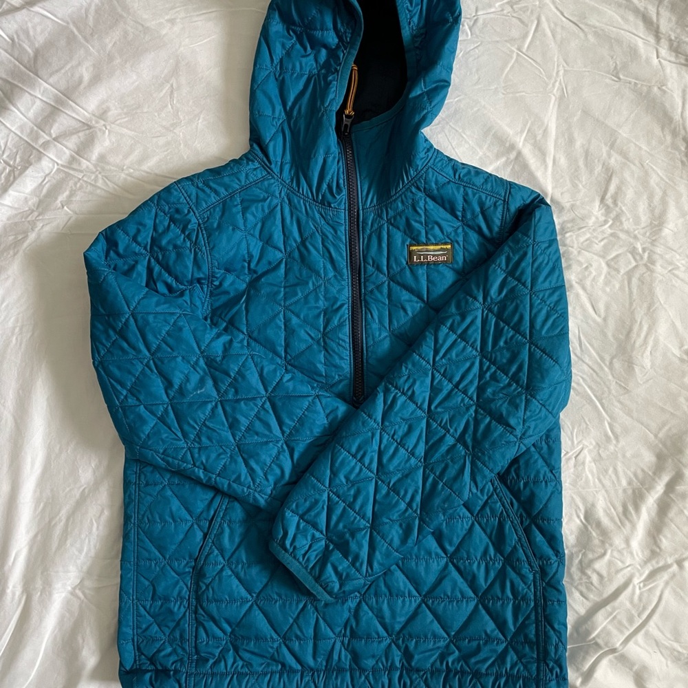 Kids L.L. Bean jacket, blue, half zip, size 10-12 youth